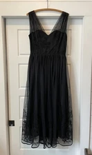 J Peterman Co Lexington Vtg Tulle Satin Midi Embroidered Holiday Dress Sz 8 