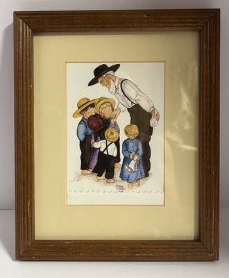 Freiman Stoltzfus 1991: Older Amish Man Distributing Candy: Vintage Collectible
