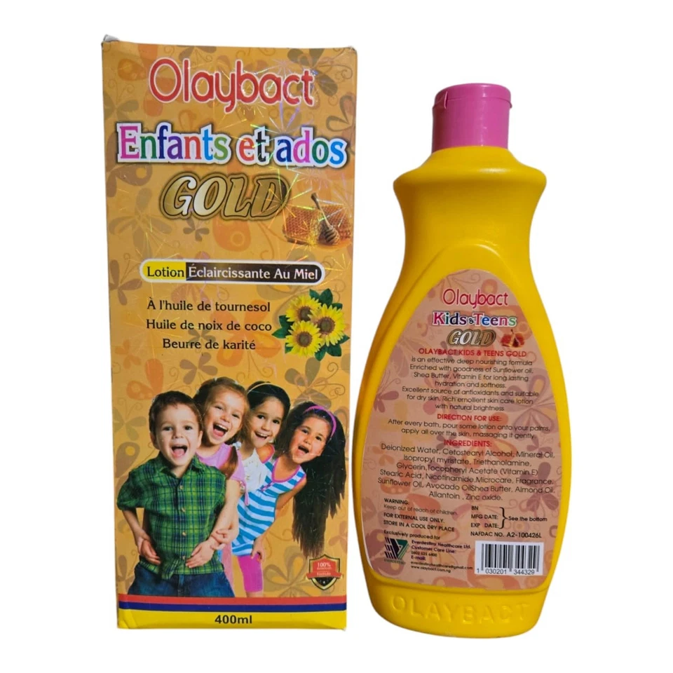  Olaybact kids and teens gold Honey Brightening lotion 400ml Coconut/shea butter - Image 3 of 4