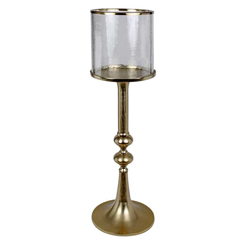 Photophore aluminium lanterne de sol design moderne 33x33x109
