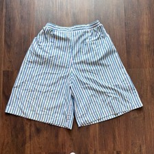 Vintage Ermane Striped Culotte Shorts Womens 11-12 Blue Pink Yellow Made in USA