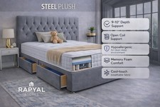CHESTERFIELD PLUSH DIVAN BED SET WITH MEMORY SPRUNG MATTRESS + HB ALL SIZES