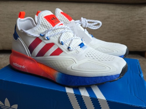 β
οΈ Size 9.5 - Adidas ZX 2K Boost. White-Orange-Blue. π₯π₯π₯