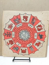 Vintage Original "Astrology Wheel Chart" Iron-On Heat Transfer, 1960s