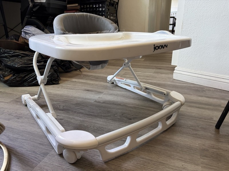 Joovy Spoon Foldable Baby Walker White with Wheels Foldable Toddler Walker