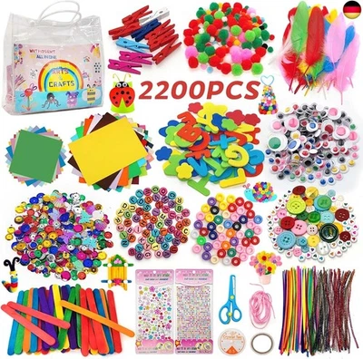 BESUCHE DEN WITHOSENT-STORE Withosent Bastelset Kinder, 2200+PCS DIY Basteln Bastelkoffer Bastelbox,