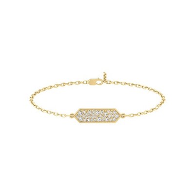 14K Yellow Gold 1Ct Lab Grown Diamond Fashion Bracelet 7'' for Women