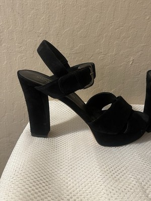 Stuart Weitzman Black Velvet Crisscross Platform Heels - Very Sexy