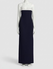 Khaite Women's Blue Silk Crepe Contrast Bustier Strapless Yael Dress Size 0