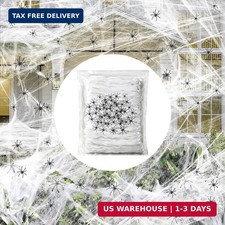 1200 sqft Halloween Spider Webs and 50pcs Fake Spiders Super Stretch Cobwebs Par