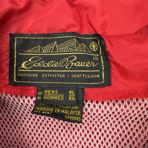 Vintage Eddie Bauer Jacket Mens XL Red Nylon Hooded Mesh Lined Windbreaker image 5
