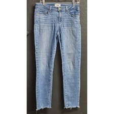 PAIGE Skyline Ankle Peg Skinny Jeans Raw Hem Light Wash Denim Women's Size 29