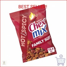 Chex Mix Hot and Spicy Snack Mix, Savory Snack Bag, Family Size, 13.5 oz