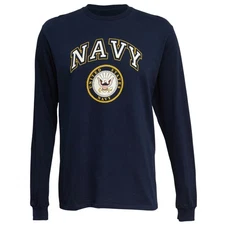 U.S. Navy Emblem Men's Graphic Print Long Sleeve T-Shirt in Navy, XL