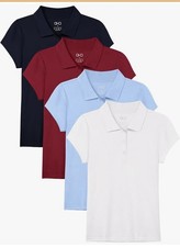 Girl s Short Sleeve Polo Shirts School Uniform 4 -Pack Size L 8-10 NWT