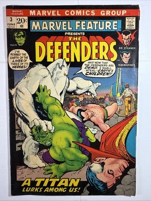 Marvel Feature # 3 -  3rd Appearance Of The Defenders - Marvel 1972  VG+