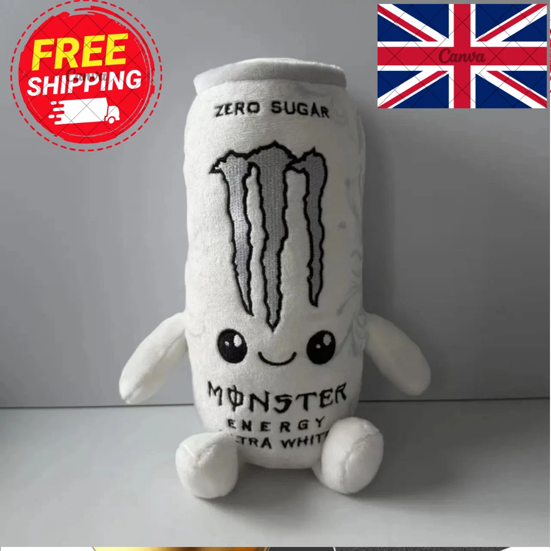 White Energy Drink Can Plush Toy Soft Stuffed Doll Desk Ornament Gift