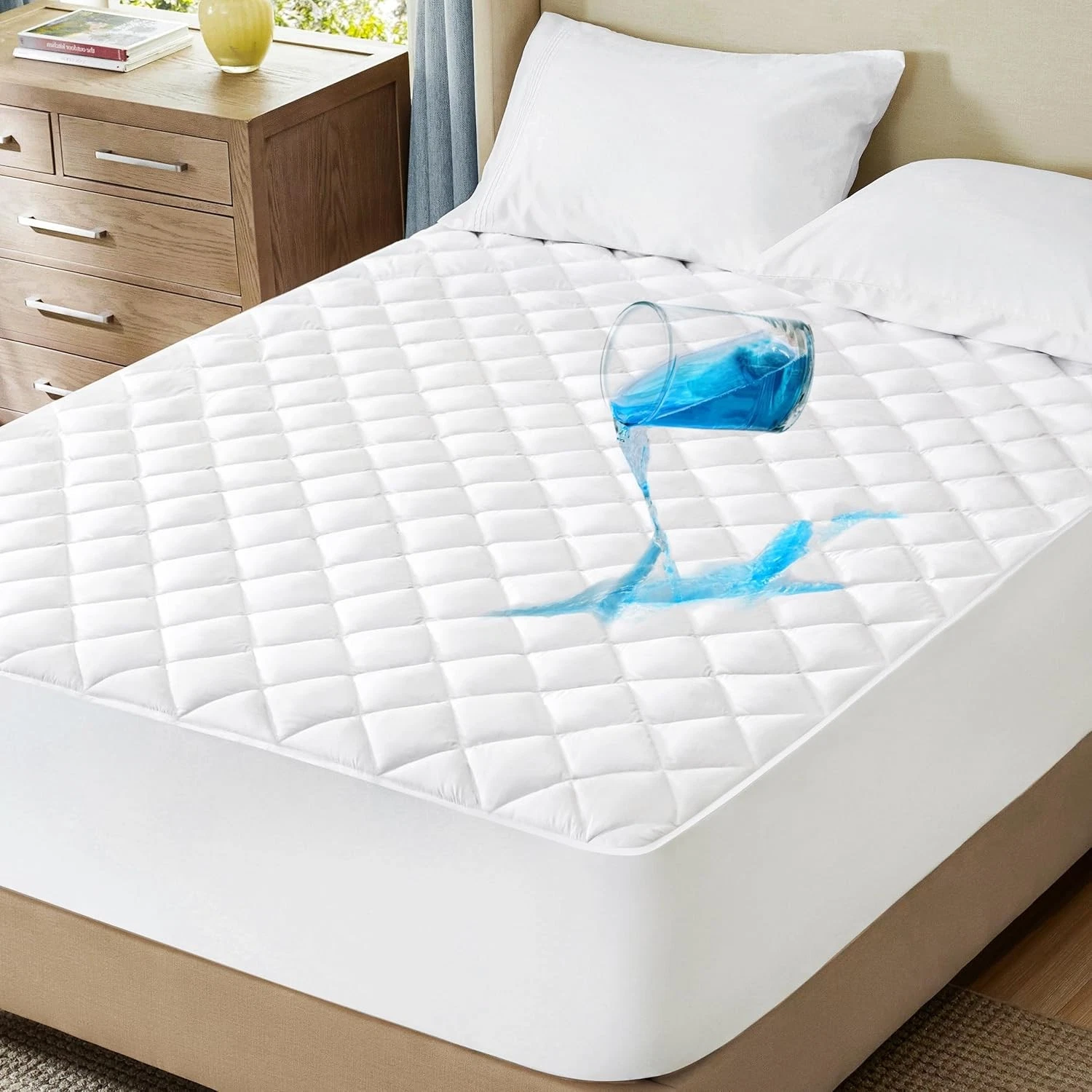Bedsure Twin Mattress Protector, (39"x75"+18"), White