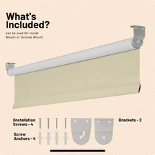 Ivory Textured Cordless Blackout Privacy Vinyl Roller Shade 15 in. W x 64 in. L