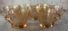 SET OF 7 FLORAGOLD Louisa Coffee CUPS  Iridiscent Cups Jeanette Glass Vintage