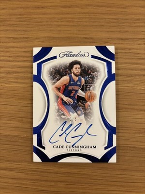 2024-25 Panini Flawless Cade Cunningham Blue Auto /8 Pistons Jersey Match