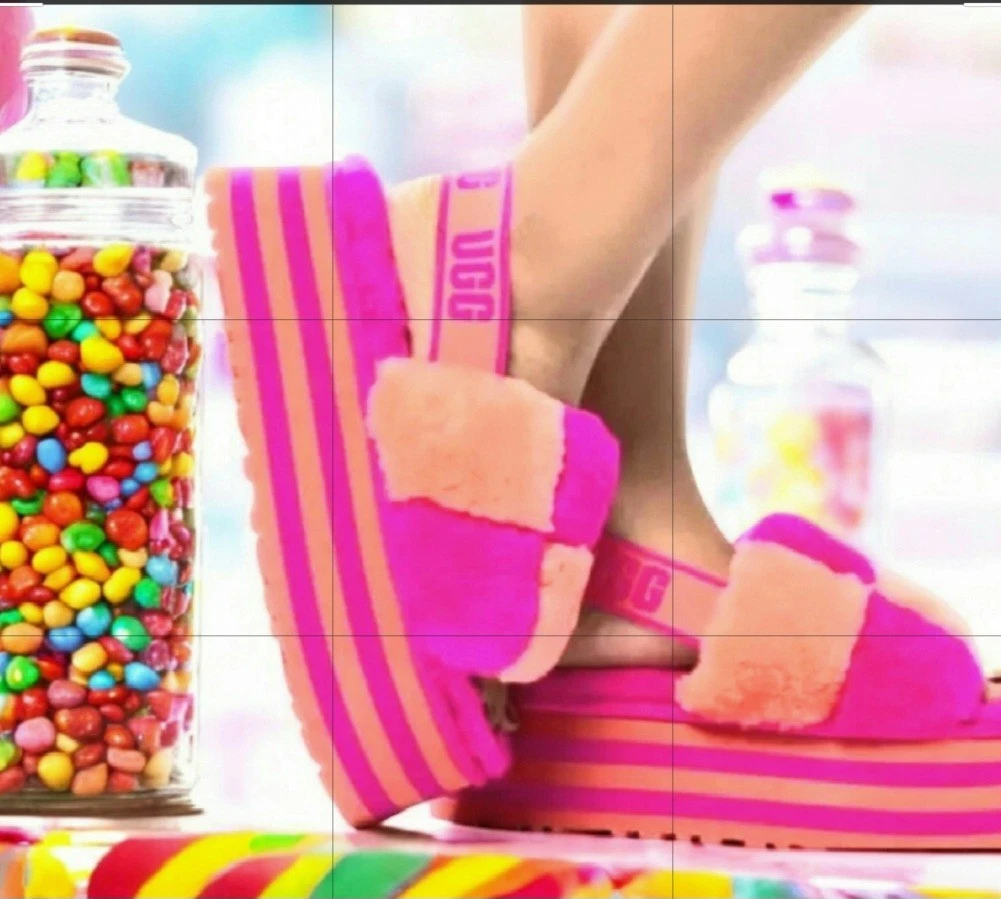 Sandali UGG donna nuovi alti plateau slide rosa tropicale scamosciati 1167476