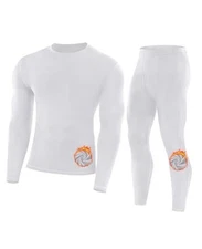  Mens Thermal Underwear Set Fleece Lined Long Johns Base Layer X-Large White