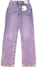 Sincerely Jules Women  s Stripe 90  s Straight Blue Denim Jeans, 1/25 26X31 , NEW