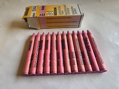 Dixon 05008 Industrial Marking Crayons, 5'' x 1/2'' Round, Pink/Rose, 12-Pack