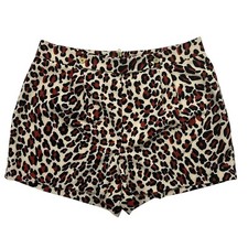 New York & Co NY&Co Animal Print Leopard Cheetah Pleated Shorts Zipper XXL 2XL