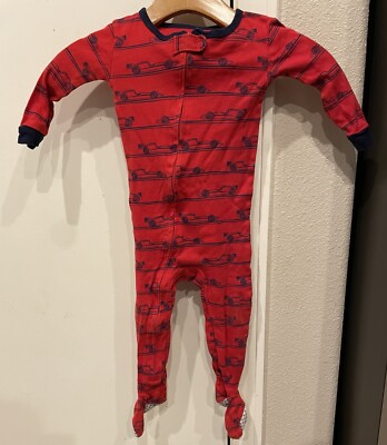 Koala Kids Full Zip One Piece Pajamas Long Sleeve Race Car Red