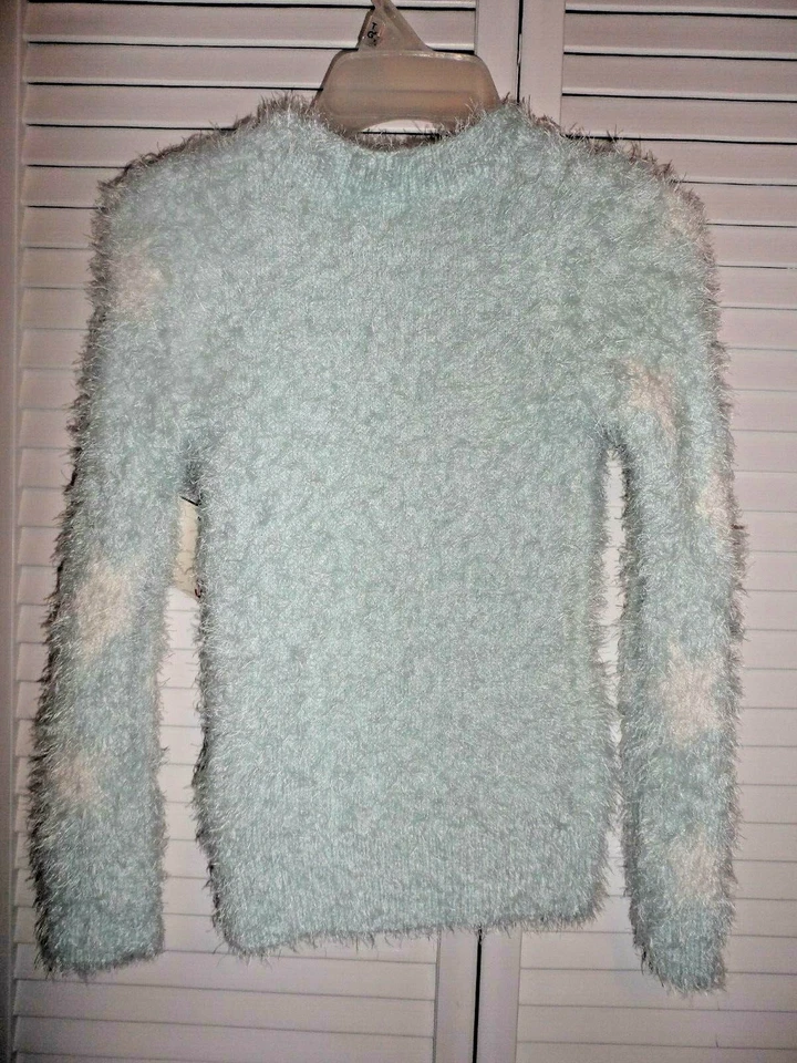 Suéter Pretty SO Niñas Talla 7 Como Nuevo Verde Blanco Estrella Plata Lentejuelas Estrellas Nuevo Con Etiquetas Foto 4 de 4