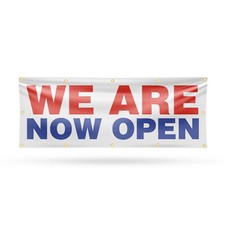 We Are Now Open Vinyl Banner Sign with Metal Grommets Heavy-Duty Single-Sided