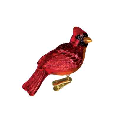 Old World Christmas RESTING CARDINAL (18041) Glass Ornament w/ OWC Box