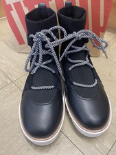 Fitflop Uk 6 Glacé Knit Ankle Boots Black Shoes 