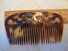 VTG Art Deco Hair Comb Faux Tortoise Shell 4 in Across Intricate Cut Outs