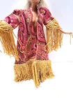 Vintage Fringe Fabric Asian Style Cloak for 11" Fashion Doll - cloak only