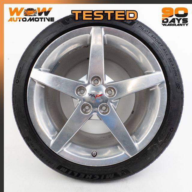 06-10 CHEVROLET CORVETTE C6 19 X 10J REAR WHEEL RIM TIRE ASSEMBLY CHROME 3 OEM