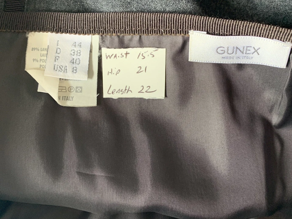 Falda gris plisada línea A Gunex para mujer talla 8 mezcla de lana minimalista academia Foto 2 de 4