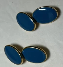 J.PRESS Inc. Blue Enamel Gold Oval Cuff Links Cufflinks New Never Worn Men/Woman
