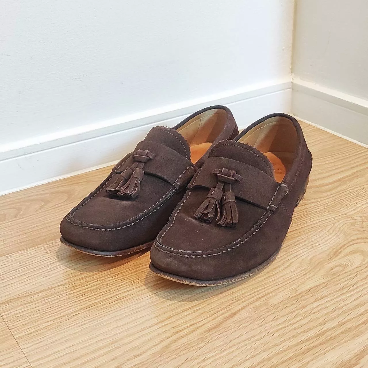 Mocassins décontractés Gucci à pompons chaussures homme en daim marron pointure : 6US 5,5UK 39,