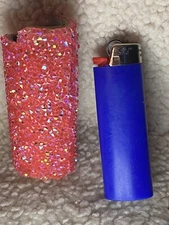 Crushed Crystal Coral  Lighter Case, Lighter Sleeve, Lighter Cover