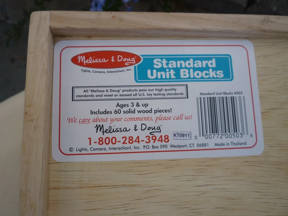 Melissa & Doug 60 Lrg Sz 1-11" Wooden Unit Building Blocks in Natural Crate 22# - Image 4 of 4