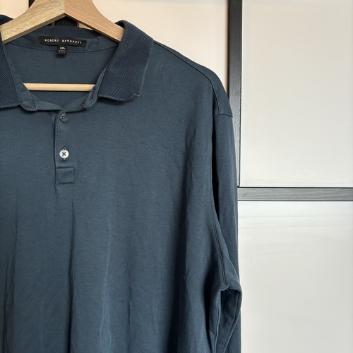 ROBERT BARAKETT THE BARAKETT LONG-SLEEVE POLO-night Teal. Size XXL*FLAW/READ* - Picture 12 of 17