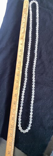 Antique Long Faceted Quartz Crystal Beads Hand Knotted Endless Necklace 44” - Picture 10 of 10