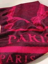 DEEP PINK & BLACK 100%VISCOSE PARIS LADIES SCARF USED VERY NICE