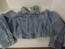 Vtg 80s Jett Paris Cold Shoulder Jean Denim Cropped Jacket Jrs L Clothestime Nwt
