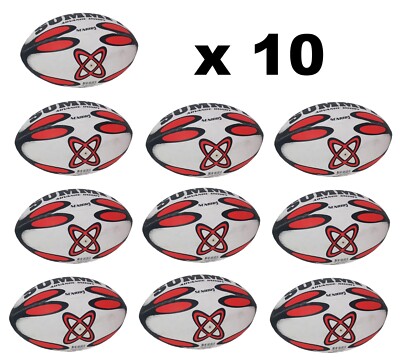 Rugbyball Größe 5 Senioren 10er Set Summit Training Bälle Team Kit Job Lot Konvolut