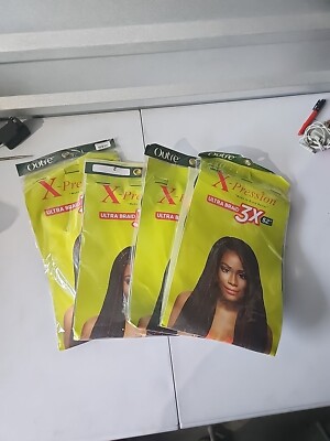 4 Outre X-Pression 52'' 3X Pre-Stretched Hair Color #2 Synthetic Hair Extensions