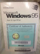 Danish Microsoft Windows 95 Full Operating System 3.5" Diskettes and Manual New